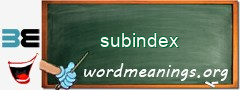 WordMeaning blackboard for subindex